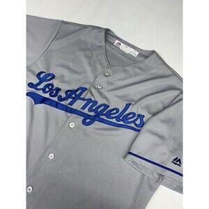 Los Angeles Dodgers Jersey Majestic CoolBase Road Gray Mens Large No Name Blank